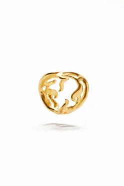 Anillo formas orgánicas baño oro Zalio