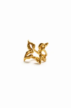 Anillo mariposa baño oro Zalio