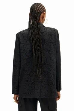 Blazer troqueada silueta flores