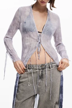 Blusa cuello pico volantes