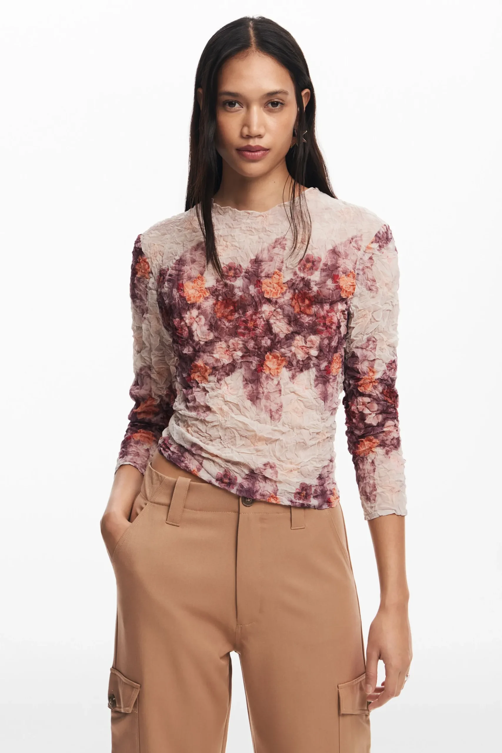 Blusa flores con textura