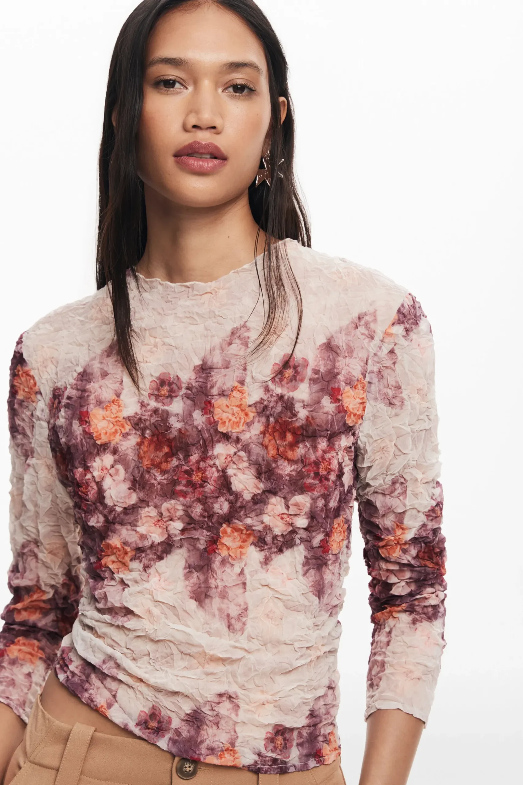 Blusa flores con textura
