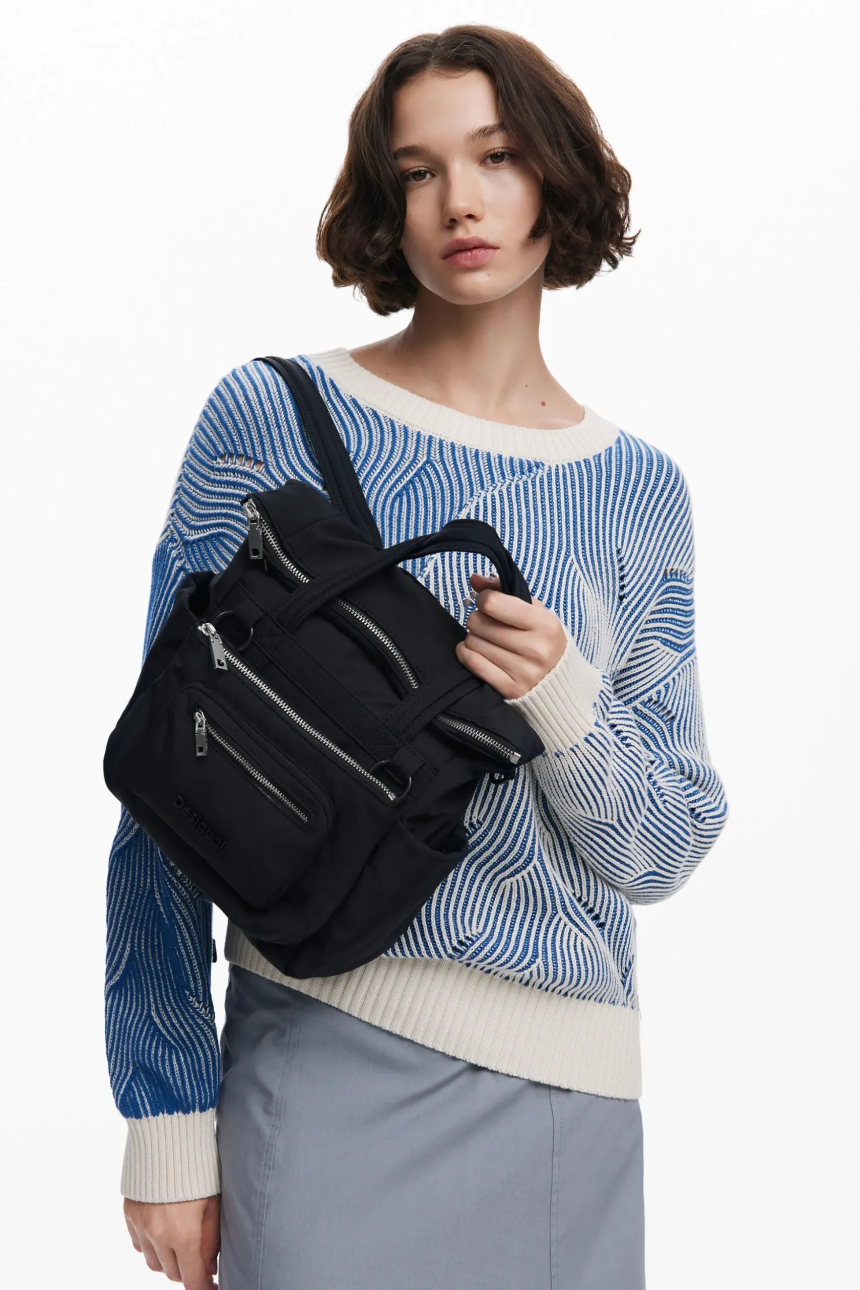 Bolso de mano multibolsillo nylon