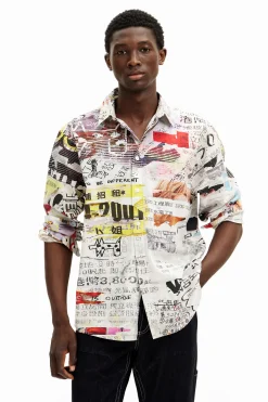 Camisa con diseño de prensa japonesa