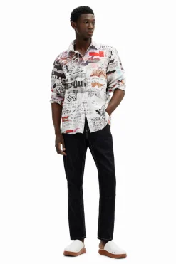 Camisa con diseño de prensa japonesa
