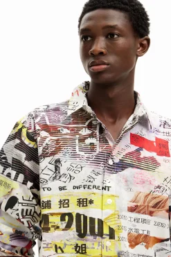 Camisa con diseño de prensa japonesa