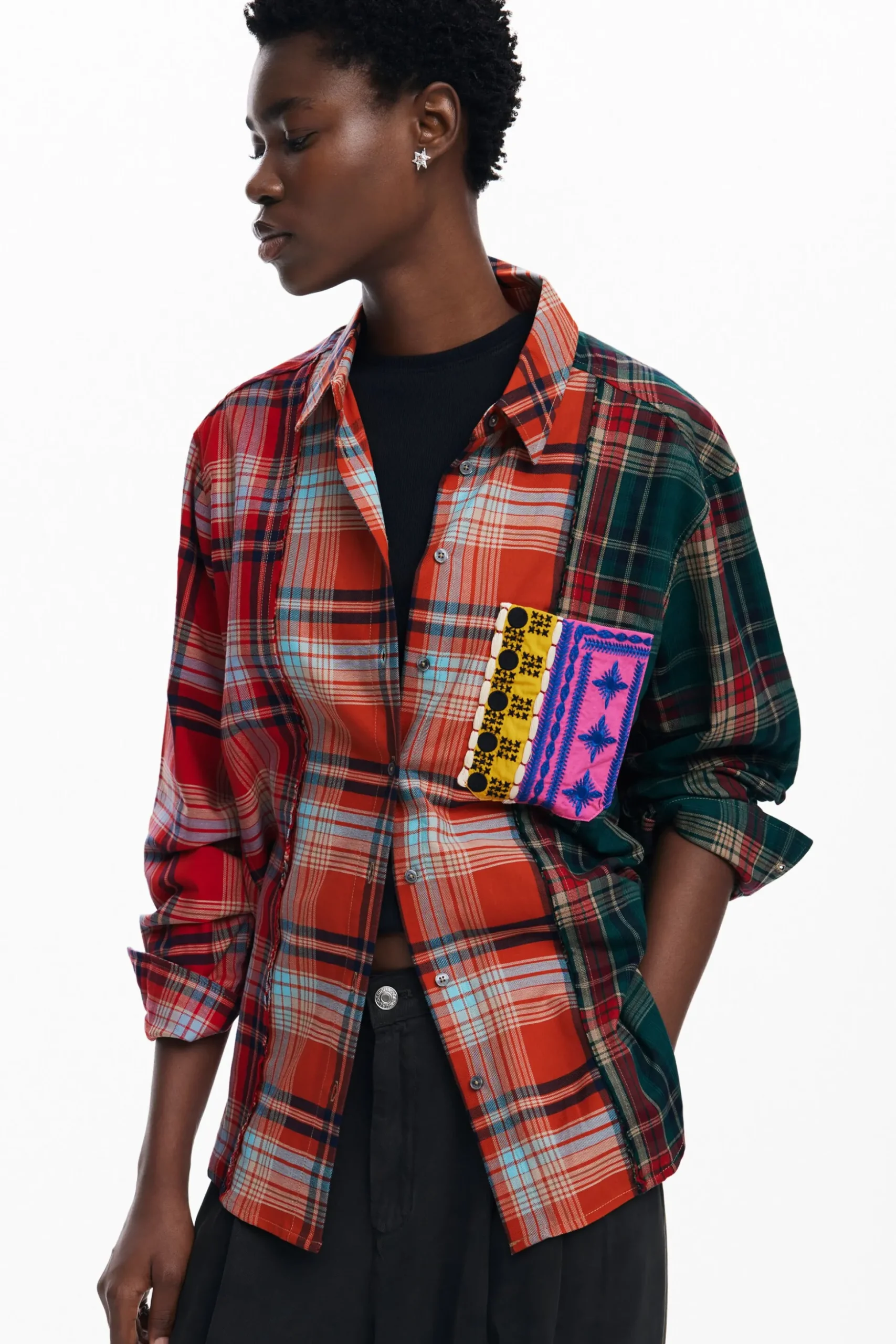 Camisa cuadros patch