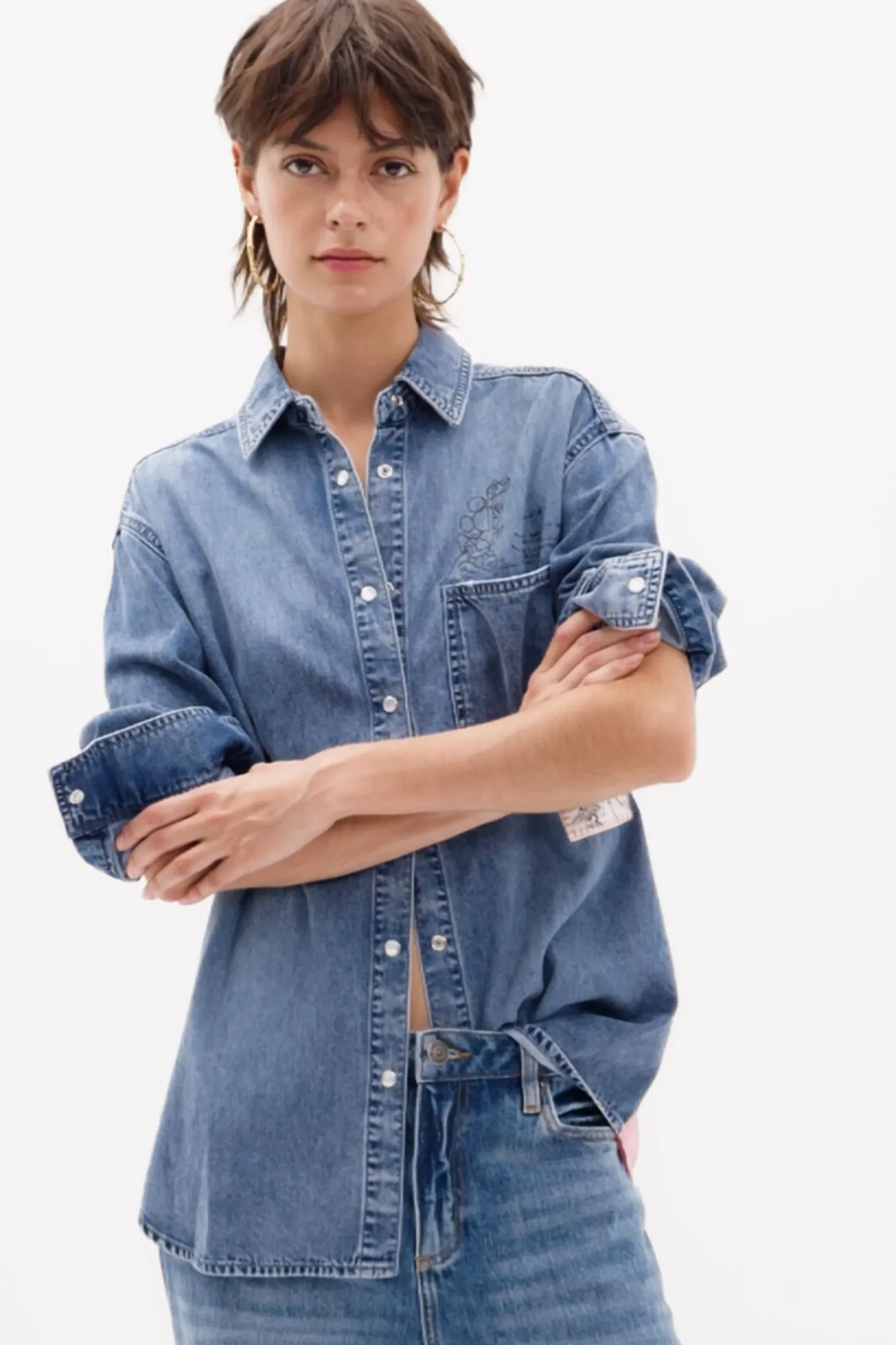 Camisa denim Mickey Mouse