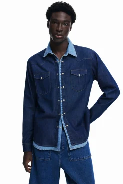 Camisa denim patchwork