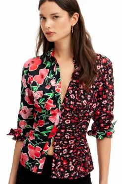 Camisa fruncida flores