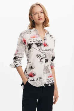 Camisa texto flores