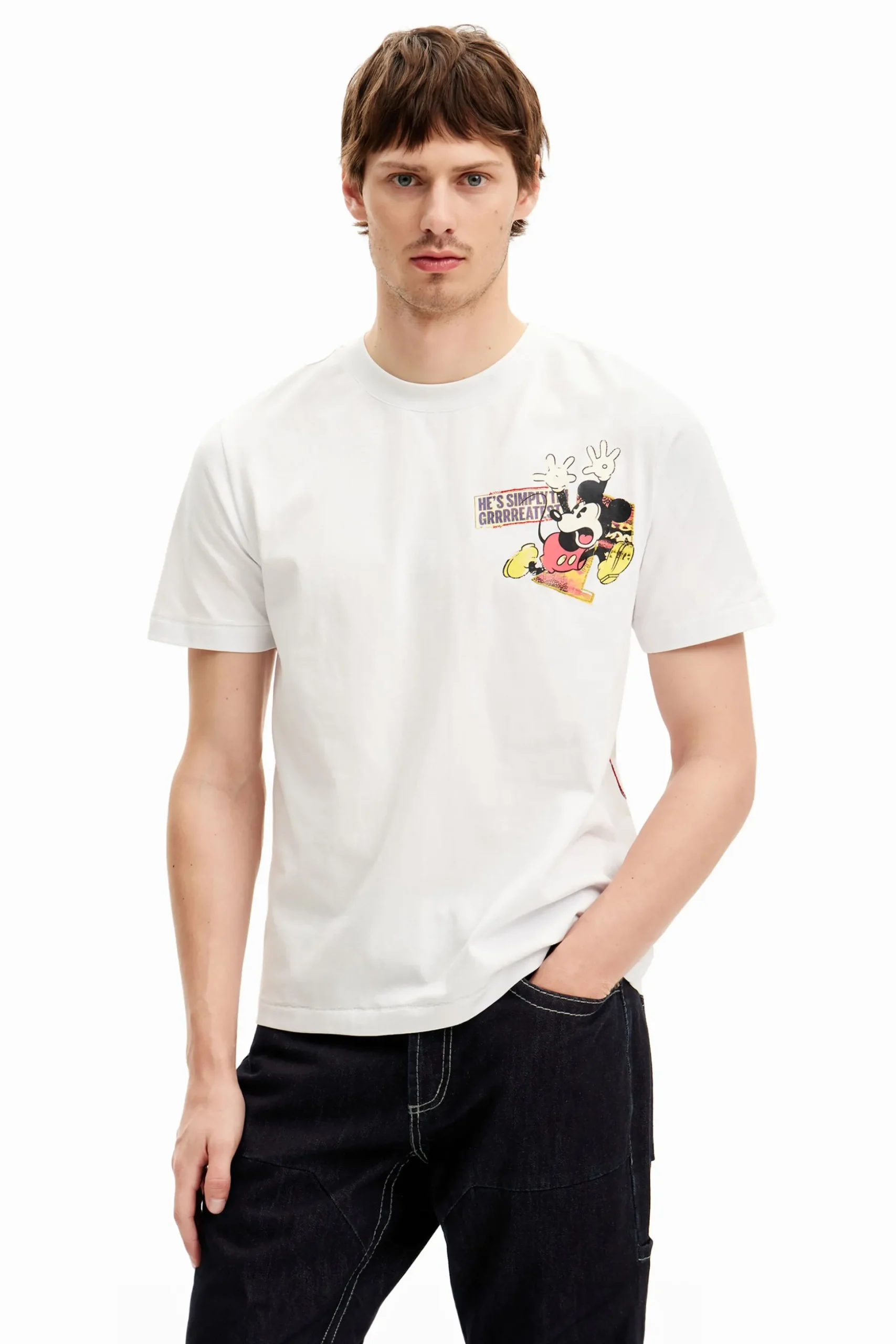 Camiseta de manga corta Mickey Mouse y frase