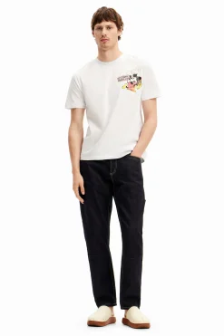 Camiseta de manga corta Mickey Mouse y frase