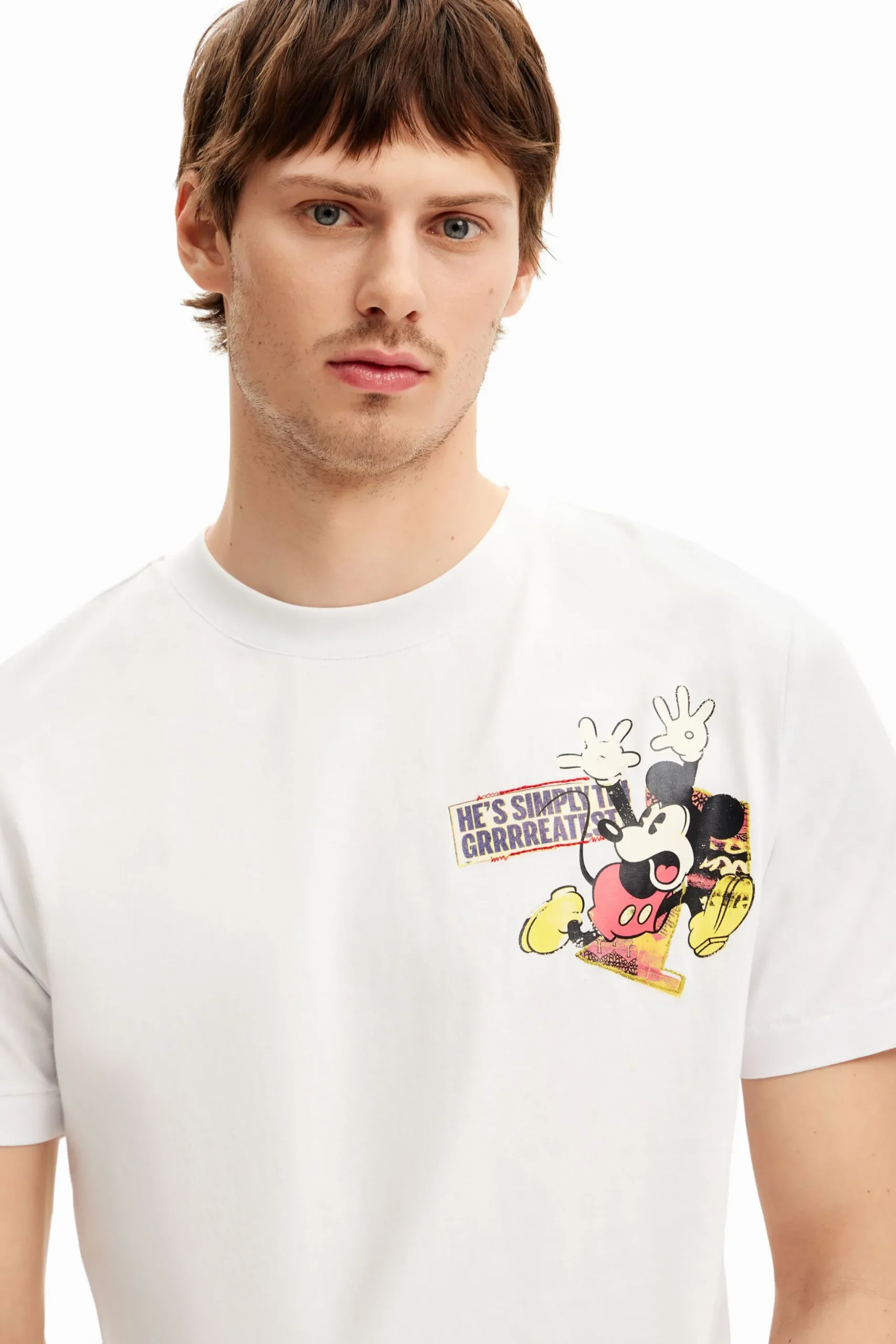 Camiseta de manga corta Mickey Mouse y frase