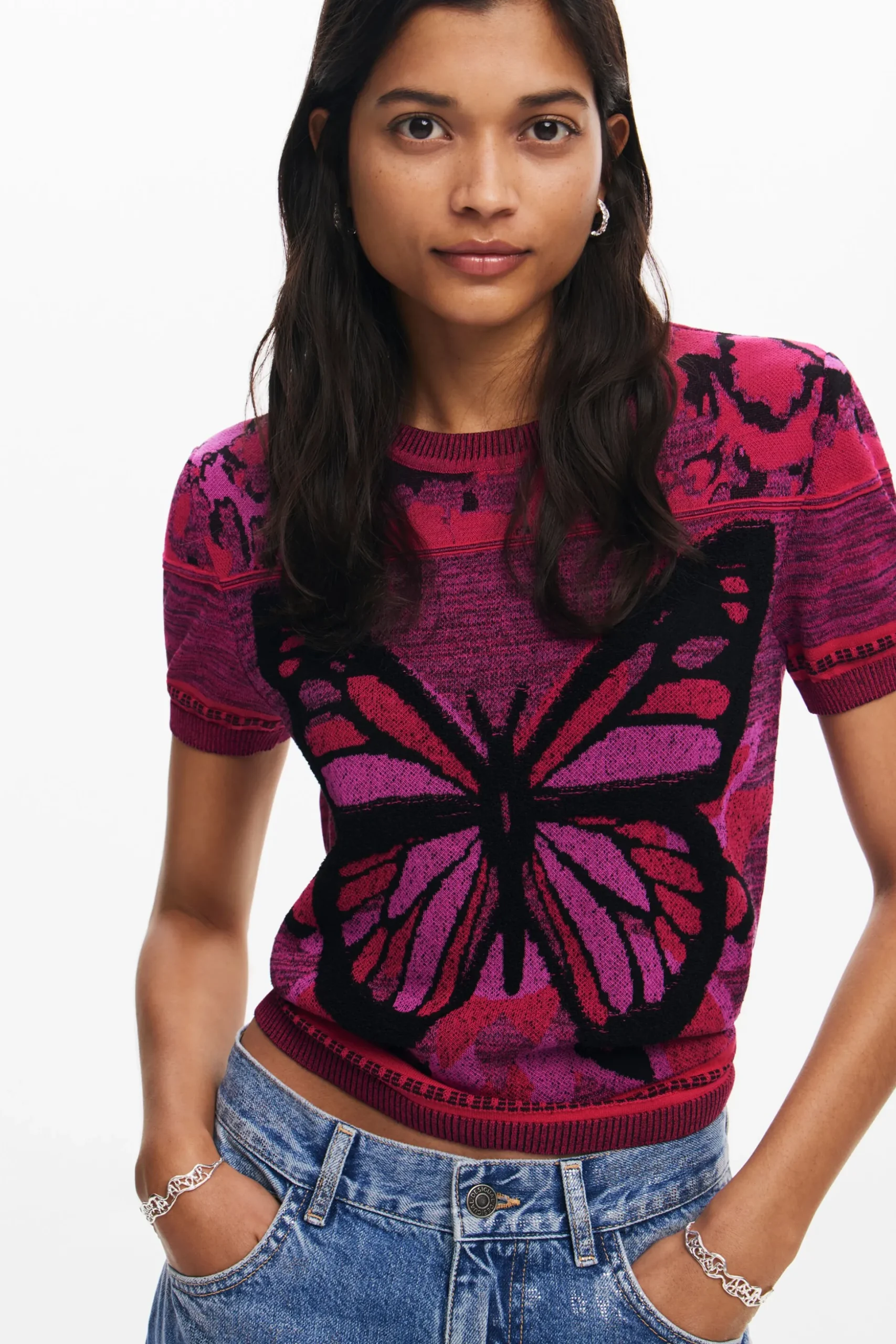 Camiseta de punto mariposa