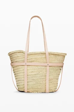 Cesta de mimbre L  piel