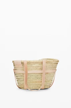 Cesta de mimbre S piel