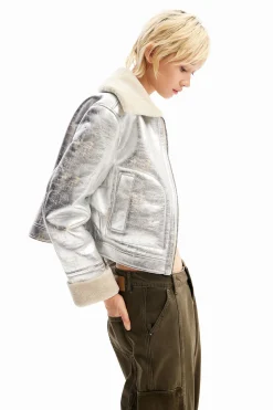 Chaqueta aviador metalizada doble faz