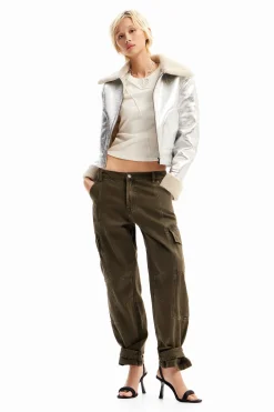 Chaqueta aviador metalizada doble faz