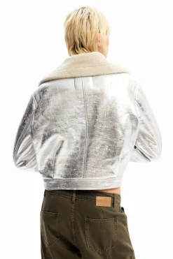 Chaqueta aviador metalizada doble faz