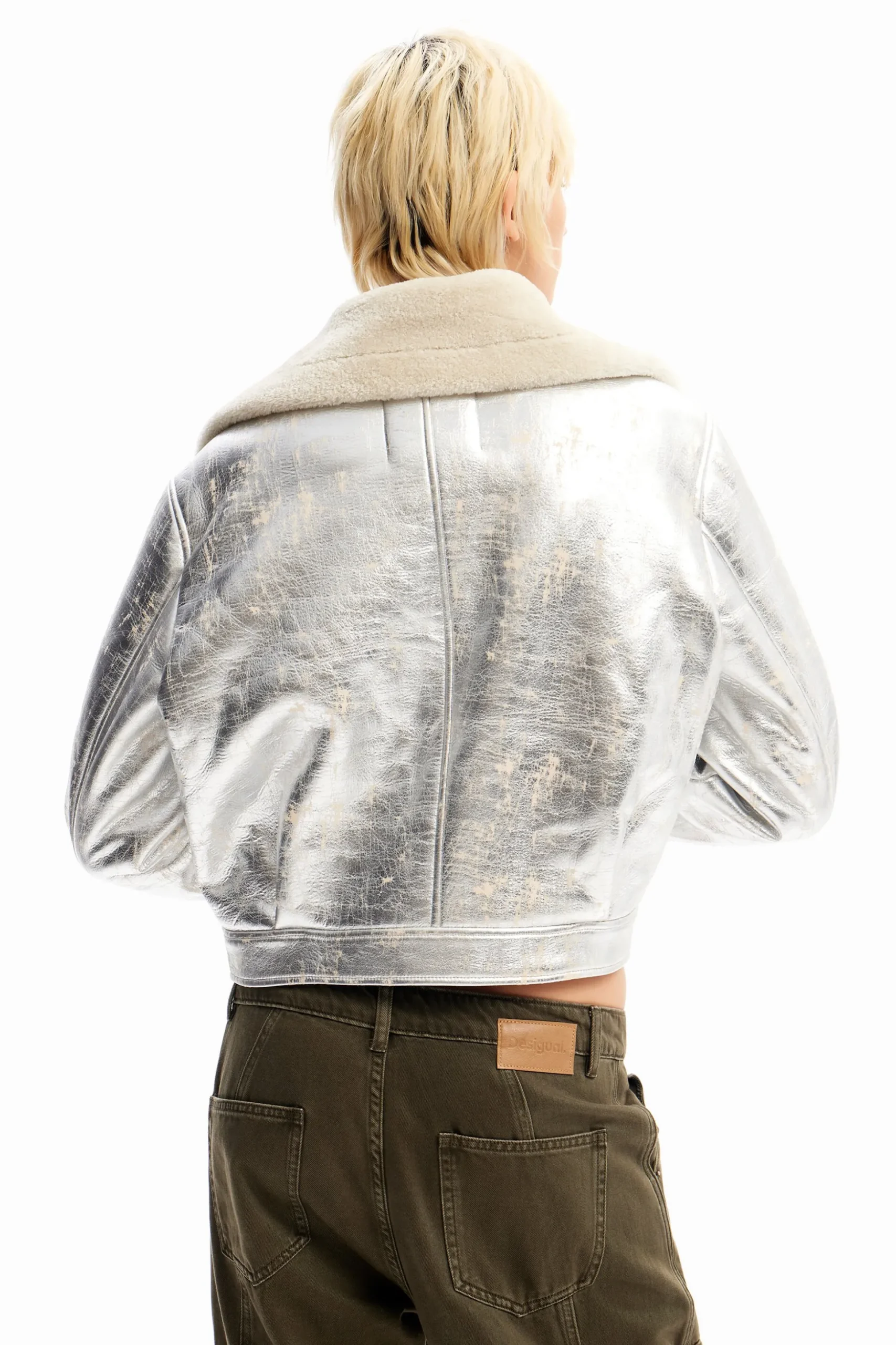 Chaqueta aviador metalizada doble faz