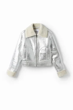 Chaqueta aviador metalizada doble faz