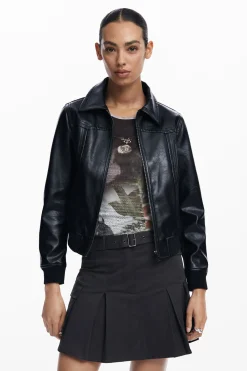 Chaqueta biker efecto piel
