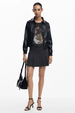Chaqueta biker efecto piel
