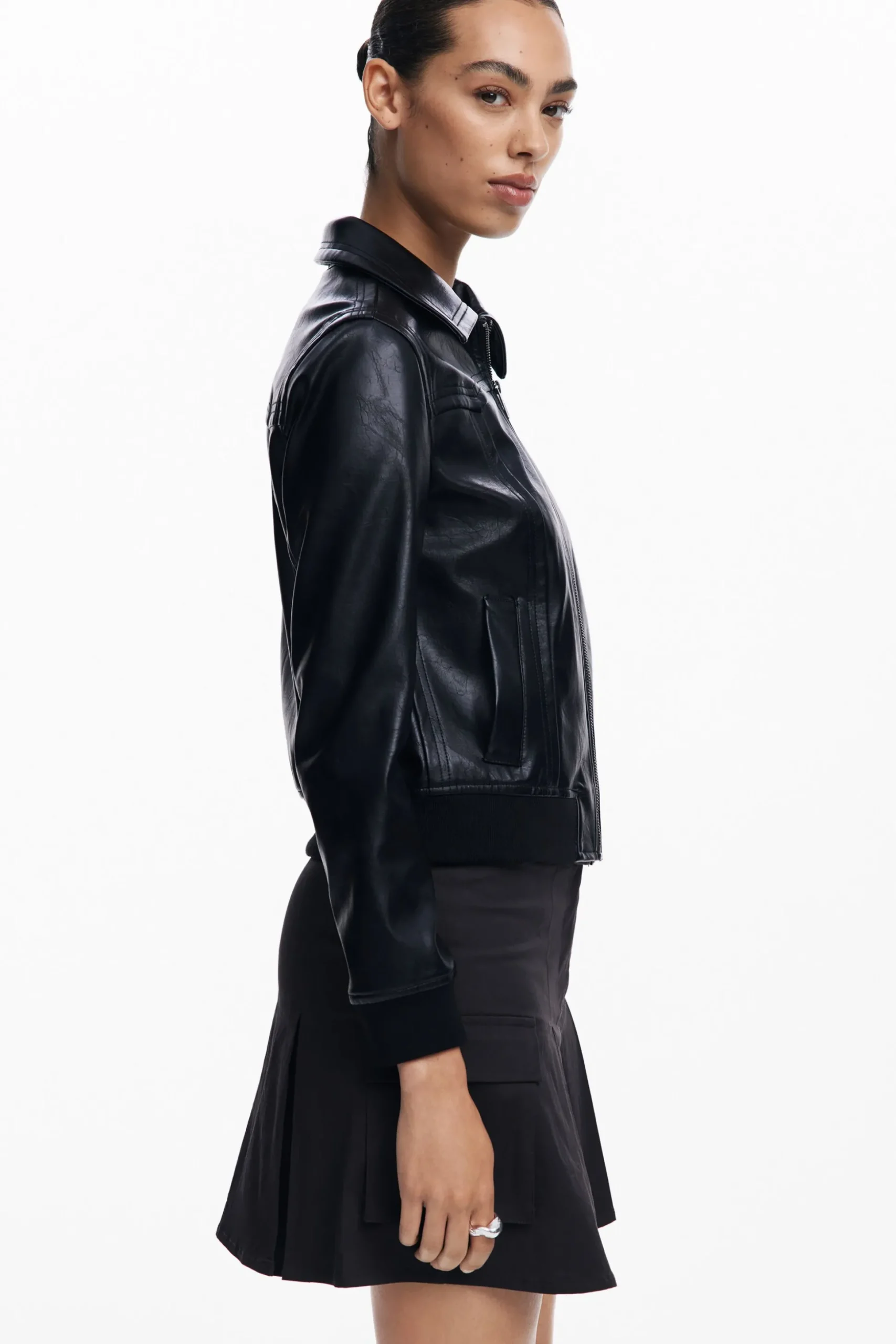 Chaqueta biker efecto piel