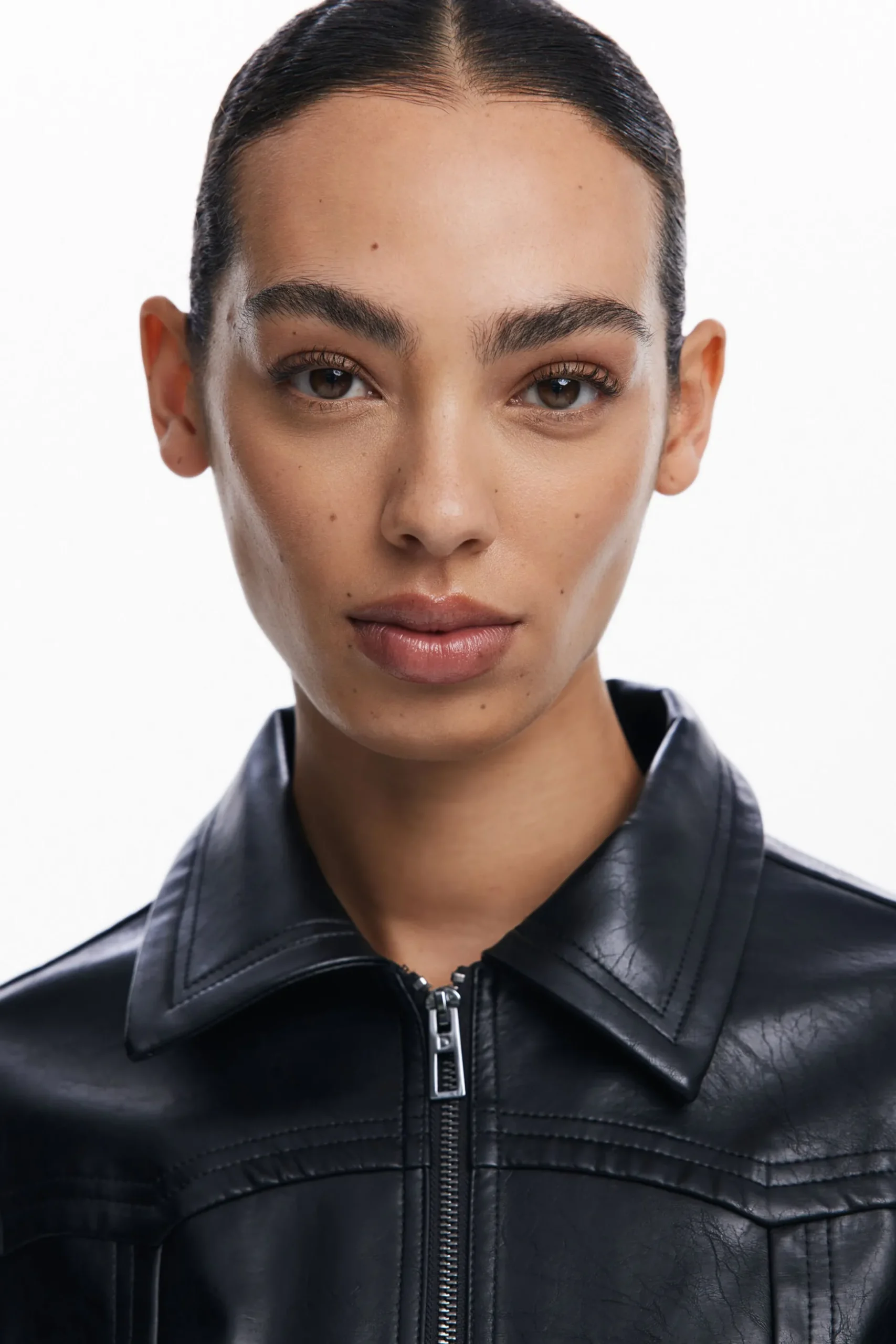 Chaqueta biker efecto piel