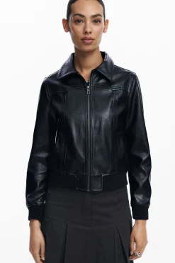 Chaqueta biker efecto piel