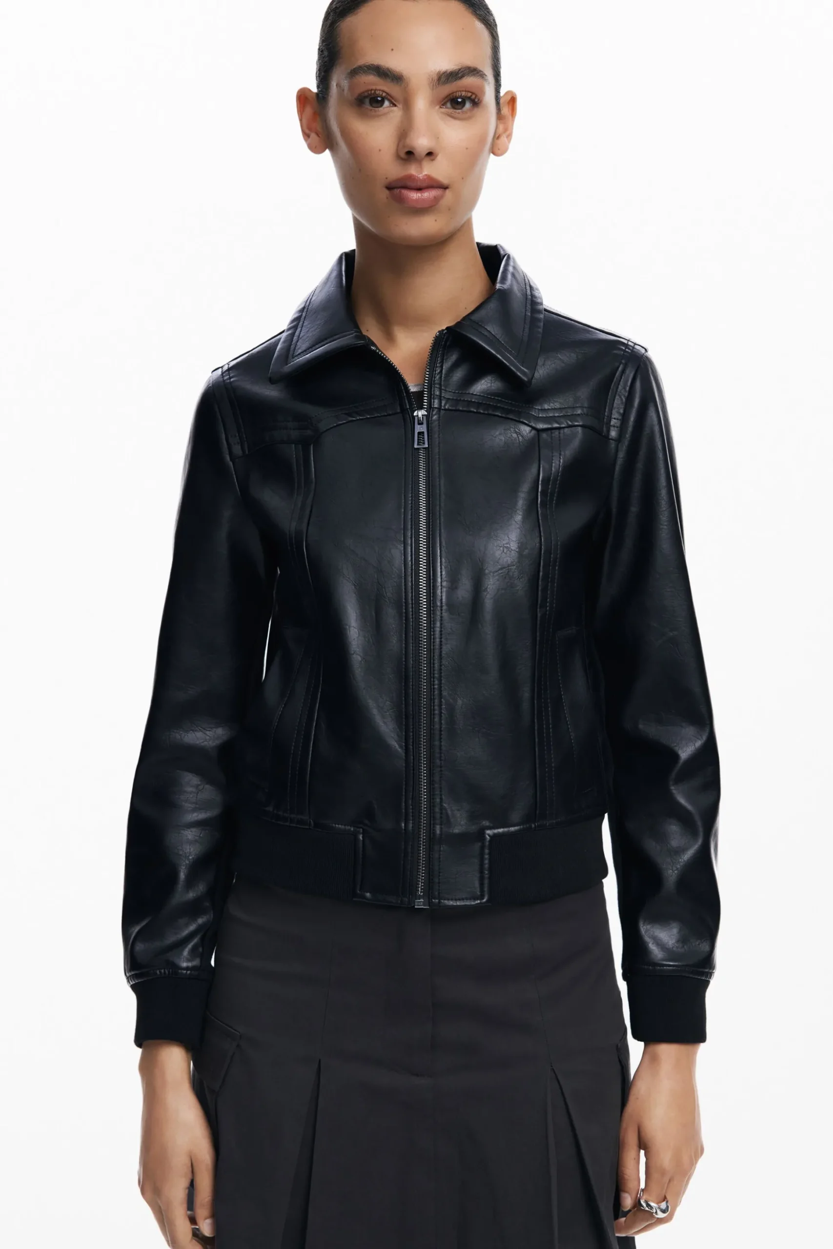 Chaqueta biker efecto piel