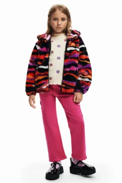 Chaqueta efecto pelo animal print multicolor