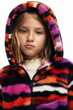 Chaqueta efecto pelo animal print multicolor