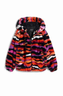 Chaqueta efecto pelo animal print multicolor
