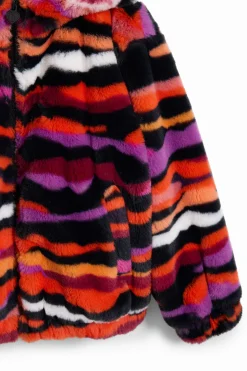 Chaqueta efecto pelo animal print multicolor
