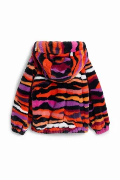 Chaqueta efecto pelo animal print multicolor