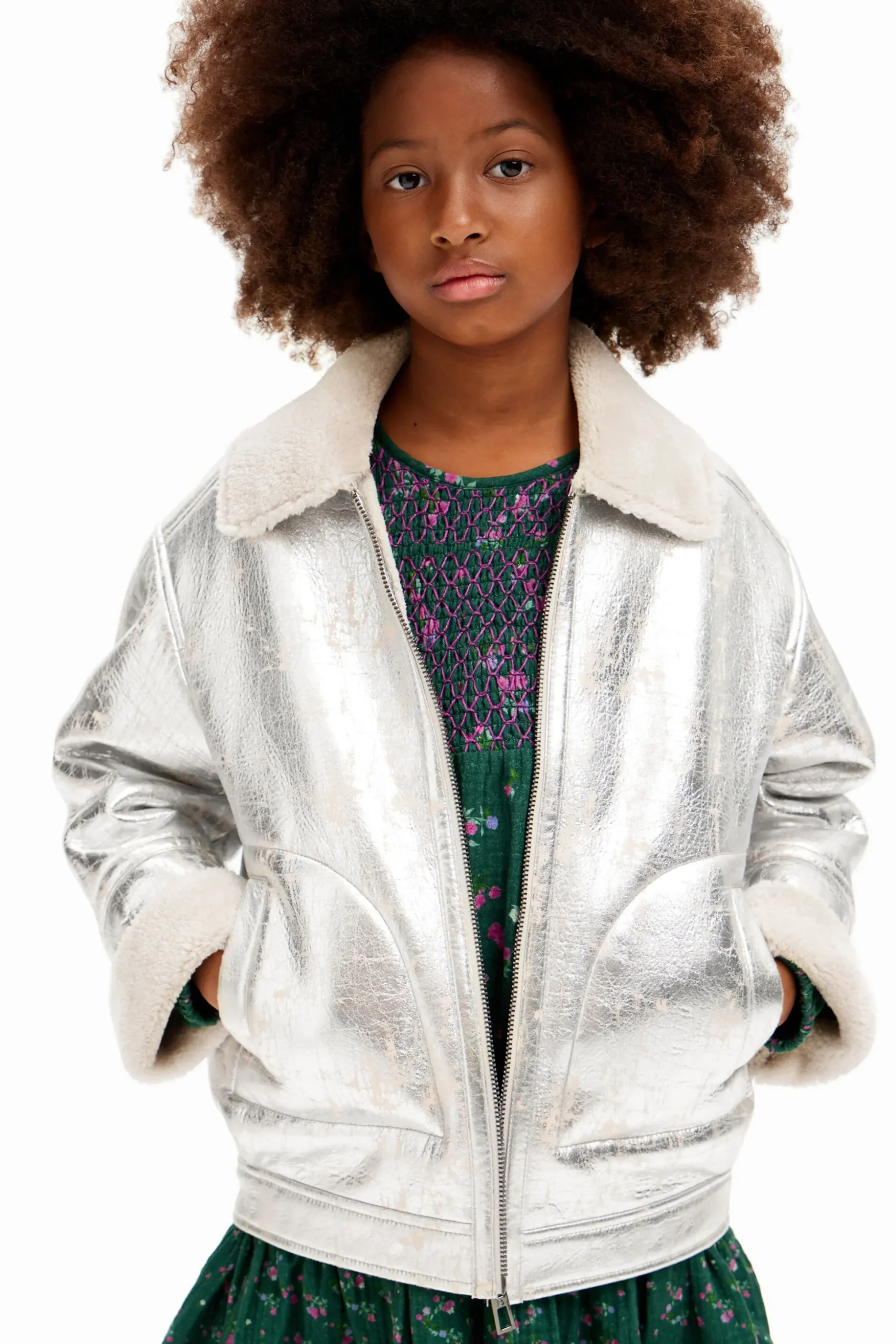 Chaqueta metalizada borrego