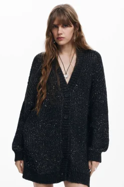Chaqueta punto cuello en V