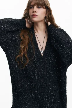 Chaqueta punto cuello en V