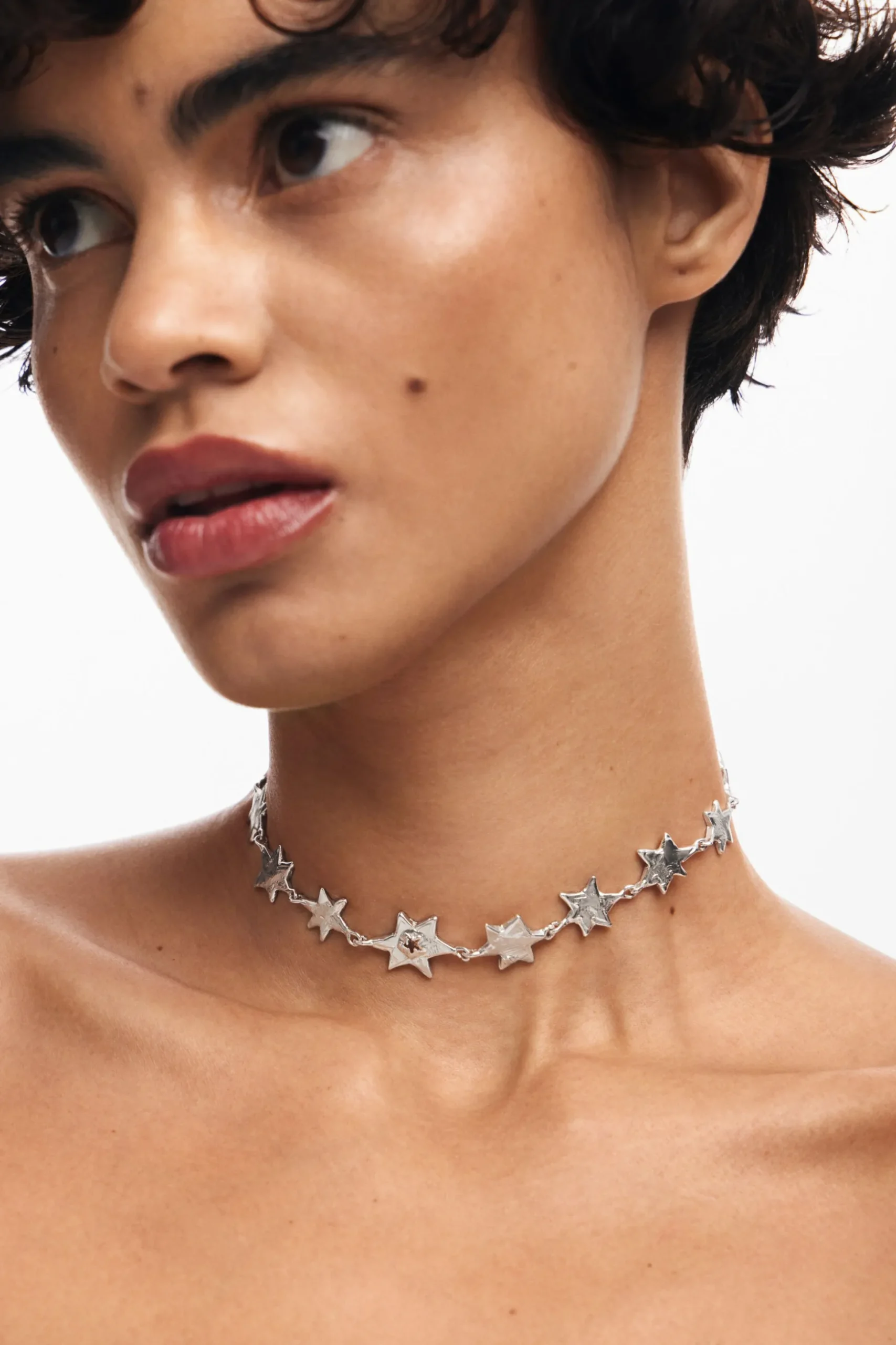 Choker estrellas baño plata Zalio