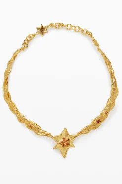 Choker grande con texturas y estrella oro Zalio