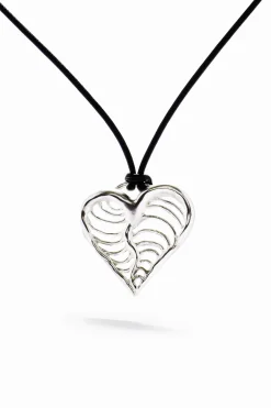 Colgante corazón cordón baño plata Zalio