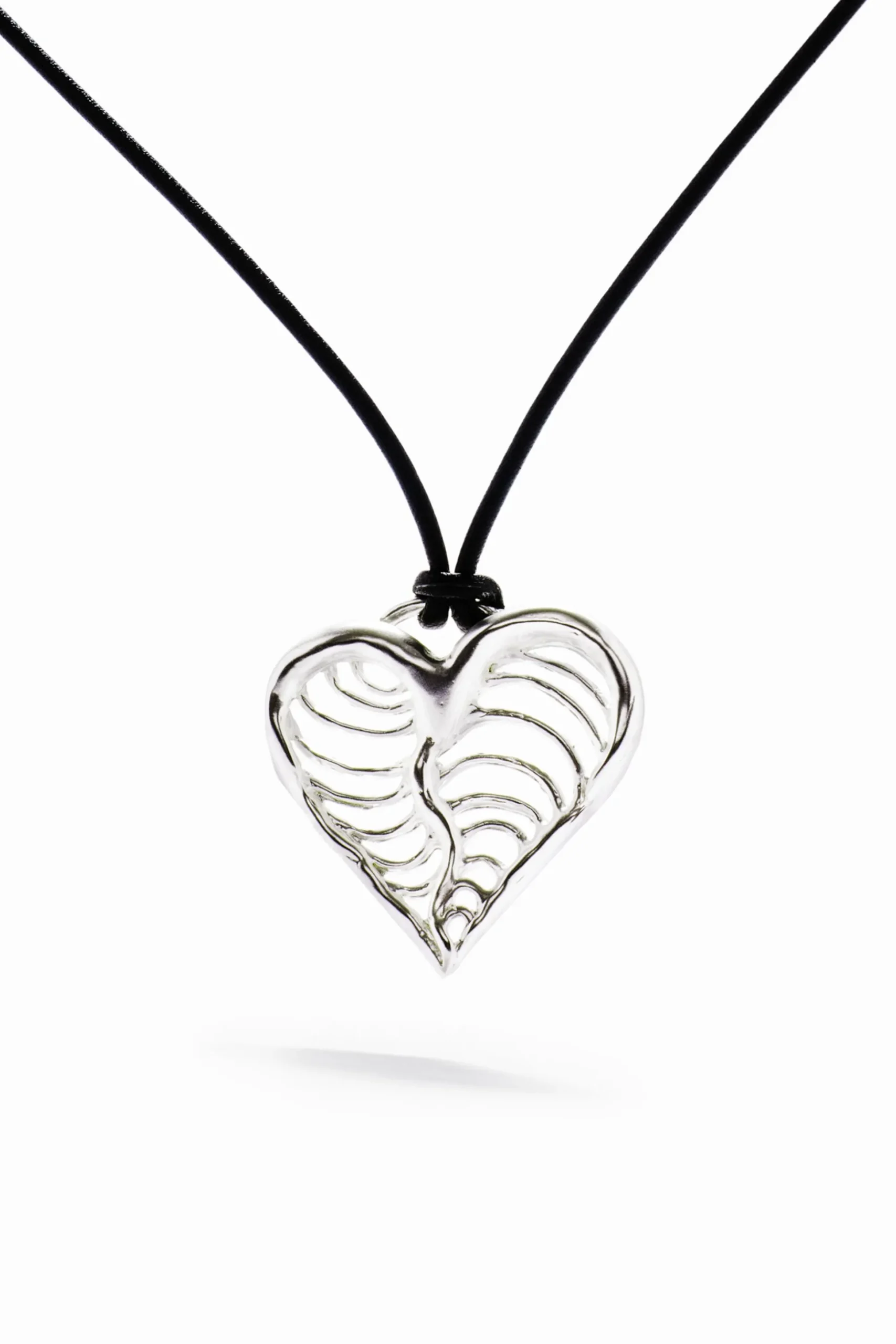 Colgante corazón cordón baño plata Zalio