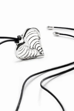 Colgante corazón cordón baño plata Zalio