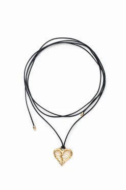 Colgante corazón cordón baño oro Zalio
