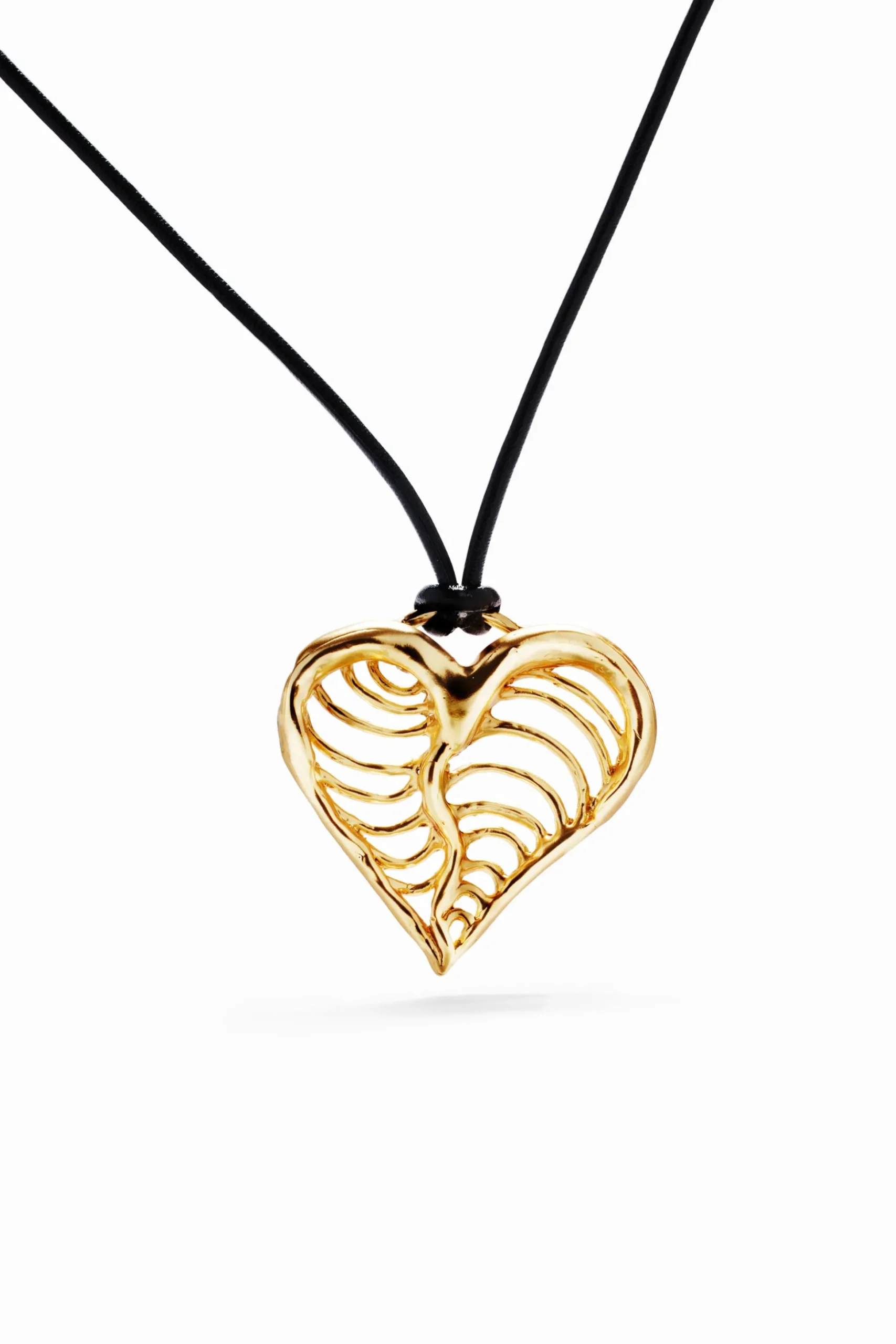 Colgante corazón cordón baño oro Zalio