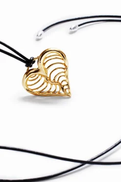 Colgante corazón cordón baño oro Zalio
