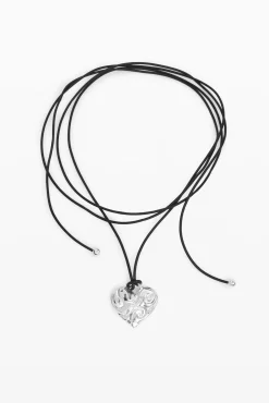 Colgante corazón cuerda baño plata Zalio