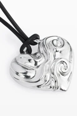 Colgante corazón cuerda baño plata Zalio